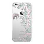 iPhone 6 / 6S 4.7-inch Transparent Case Flower Ultra Slim Thin Soft Cover Anti-Slip Shell (elephant flowers)