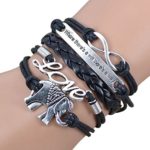 Jiayiqi Jewelry Fashion Infinity Love Cute Elephant Multilayer Handcraft Leather Bracelet Gift Idea