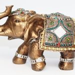 Feng Shui Brass Color 6″ Elegant Elephant Trunk Statue Wealth Lucky Figurine Home Decor Gift US Seller (14832)