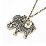 Doinshop Women Girl Pendant Jewelry Retro Bronze Elephant Chain Necklace