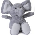 goDog Checkers Elephant With Chew Guard Technology Tough Plush Dog Toy, Grey, Large