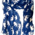 V28® Gorgeous Blue Elephant Print Long & Soft Scarf Shawl/Wrap – Large
