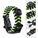 Elephant Outdoor Paracord Bracelet – 4 Colors 3 Sizes Camping Gear with Compass, Knife Scraper, Whistle, Flint Fire Starter, Bottle Opener, Fit Men, Women, Kids – A Must Have Survival Gear