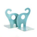 Outop 1pair Cute Elephant Nonskid Bookends Art Bookend (Blue)