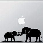 Elephant Mom and Baby Making Heart With Trunks Decal Vinyl Sticker|MacBook Laptop Computer Cars Trucks Vans Walls| BLACK |8 x 3.75 in|CCI858