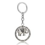 Retro Silver Jewelry Elephant Round Trust Love Hope Dream Pendant Key Chain Ring Family Friend Gift