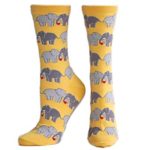 Socksmith Women’s Yellow Elephant Love Crew Socks, One Size