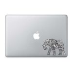 Flower Elephant Black and White – 5 Inch – Apple Macbook Laptop Decal