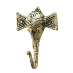 SouvNear Wall Decor – The Elephant Hook – Small Rustic Wall-Mounted Bronze Metal Sculpture of an Elephant Face with Trunk Up – A Primitive Clothes, Key, Coat Hanging Single Hook for Indoors or Outdoors – Bedroom, Bathroom, Living Room, Patio, Garden and Yard – Unique Handmade Tribal Art Gifts from India