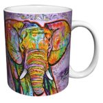 Dean Russo Elephant Modern Animal Art Porcelain Gift Coffee (Tea, Cocoa) Mug, 11 Ounce