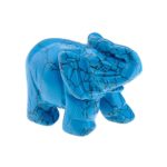 JOVIVI Natural Rose Quartz/Aventurine/Tiger Eye/Opalite Carved Gemstones Elephant Figurine 2” Room Decoration, with Gift Box (Blue Turquoise)