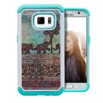 Galaxy S7 Case, S7 Case, ArtMine Cute Elephants Dual Layers (Studded Rhinestone Hard Shell & Soft Silicone TPU) High Impact Shockproof Durable Cover Case for Samsung Galaxy S7 – Teal