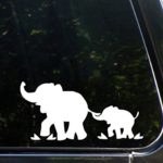 Elephants Mom and Baby Elephant Decal Vinyl Sticker|Cars Trucks Vans Walls Laptop| WHITE |7.5 x 3.5 in|CCI703
