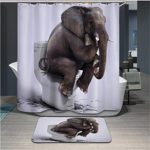 Dodou 72 X 72 Inch elephant digital printing Anti Bacterial Waterproof Polyester Shower Curtain