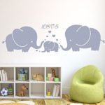 ARES-Cute Three family Elephant Wall Decals for kid Room Room Decor Baby Nursery (Gray)