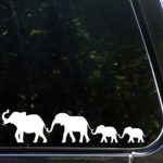 Elephant Family Walking D1 – Car Vinyl Decal Sticker – Copyright © Yadda-Yadda Design Co. (8.5″w x 2″h) (Color Choices Available) (WHITE)
