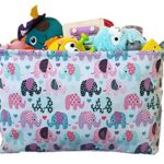 Toy Storage Basket and Toy Organizer with Elephant Prints for Kids Toy Basket and Nursery Storage, Baby Hamper, Baby Toys, Books and Clothing Storage Basket