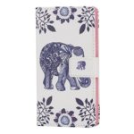 IKASEFU Cute Blue Elephant Book Pu Leather Wallet Protective Case Cover with Soft Inner and Stand for iPhone 6 Plus/6S Plus 5.5″-Blue Elephant