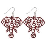 Crimson Elephant Head Filigree Fishhook Earrings