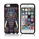 CLOUDS iPhone 6 Plus Case, Night Glow, Cool Cute Elephant HD Vintage Tribe Animal Pattern Design Rubber Gel Flexible Durable Soft Protective Cover, Elephant