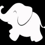 Elephant Cute Decal Vinyl Sticker|Cars Trucks Vans Walls Laptop| White |5.5 x 4.5 in|LLI078