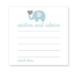 Elephant Wishes & Advice Cards Boys Baby Shower Blue & Grey 25pc.