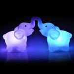 Goodtrade8 7-Color LED Light Changing Elephants Night Lamps, Pack of 2, White
