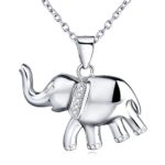 YFN 925 Sterling Silver Reminder Good Luck Elephant Crystal Rhinestones Pendant Necklace for Women 18”