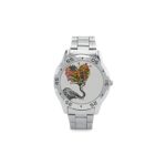 Funny Whimsical Happy Elephant Men’s Metal Silver Stainless Steel Analog Watches, Wrist Watch