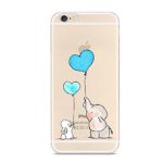 iPhone 6 6s Case,Cute Novelty Animal Pattern on Soft TPU Silicone Protective Skin Ultra Slim & Clear with Unique Design Gift Bumper Back Cover for 6/6s,Elephant & Bunny