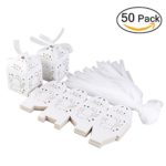 Tinksky 50pcs Hollow Out Elephant Pattern Candy Boxes Gift Bags Baby Shower Wedding Favors (White)
