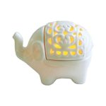 YOURNELO Decorative White Elephant Openwork Design Ceramic Tea Light Candleholder