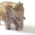 StarZebra Novelty Item – Nested White Elephant Figurines Handmade in Jali or Openwork From a Single Block of Stone From India