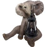 Atlantic Collectibles Melee The Adorable Pachy Elephant Garden Patio Figurine W/ Solar LED Light Lantern Lamp 13.75″H