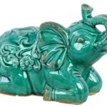 Urban Trends 50784-UT Decorative Ceramic Elephant, Turquoise