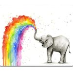 Wknoon Thick Rubber Gaming Mouse Pad,Cute Baby Elephant Spraying Rainbow Watercolor Painting Art Print,Personalized Design Large Mousepad for Laptop Computer