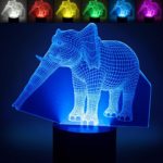Elephant 3D Optical LED Illusion Lamps, YKL World 7 Color Change Touch Switch Art Sculpture Lights LED Desk Table Night Light Awesome Gift