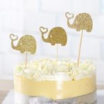 10 Pack Gold Glitter Elephant Cupcake Toppers Elephant Cake Toppers for Birthday Party Baby Shower Decoration