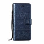 Galaxy S8 Wallet Case [Free Tempered Glass Screen Protector], ESSTORE Retro Elephant PU Leather Protective Covers with Card Slot Holder Wallet Case for Samsung Galaxy S8, Blue
