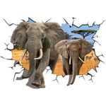 Wall Stickers ,Ikevan African Animal Elephants Antelope Wall Sticker Bedroom 3D Wall Decor 70×100 cm