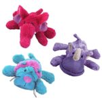 Kong Cozie Squeaky Dog Toys Variety Pack (Medium) – Rosie the Rhino, Elmer the Elephant, and King the Lion (3 Pack Bundle)