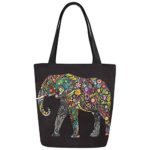 InterestPrint Tribal Ethnic Elephant Canvas Tote Bag Shoulder Handbag for Women Girls