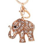 Charm Jewelry Crystal Elephant Animal Keychain Cystal Rhinestone Key Chains Ring Women Bag Accessory Souvenir Gifts,dark gloden