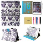 Dluggs New iPad 2017 Case / iPad Air 2 Case- Lightweight Slim Fit PU Leather Folio Flip Smart Stand Wallet Case with Auto Wake/Sleep for iPad Air 2 / New iPad 9.7 Inch 2017 Model-Elephant