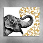 Gold Foil Art Print – Elephant With Gold Foil Butterflies 8×10 inches