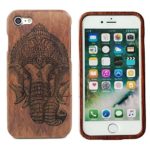 Unique iPhone 7 Plus Case: Laser Engraved “Lucky Elephant” Eco-Friendly 100% Hand-made Real Natural Rosewood Hard Shell Case for iPhone 7 Plus (2016)(GMWD-I7P-03)