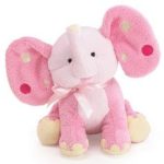 Pink Elephant Plush Rattle with Polka Dot Ears