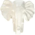 Urban Trends Ceramic Elephant Head Wall Decor Gloss Finish, White