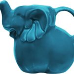 Sitting Elephant Creamer- 14 Oz. Ceramic Pitcher (Aqua Elephant)