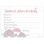 Elephant Girl Baby Shower Wishes and Advice for Baby Cards (50 Count)